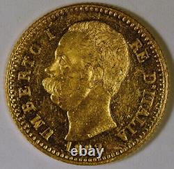 1882 Italy 20 Lire Gold Coin with Umberto I