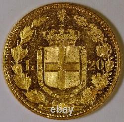 1882 Italy 20 Lire Gold Coin with Umberto I