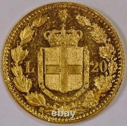 1882 Italy 20 Lire Gold Coin with Umberto I