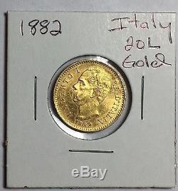 1882 Italy Gold 20 Lira UNC