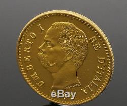 1882 Italy Gold 20 Lire Coin King Umberto I