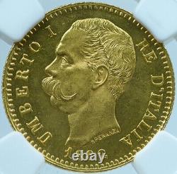 1882 R ITALY King Umberto I Antique Gold 20 Lire 0.18oz Italian Coin NGC i121426