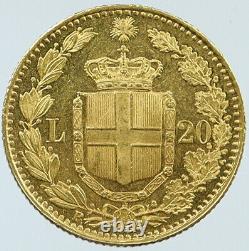 1882 R ITALY King Umberto I Original Antique GOLD 20 Lire Italian Coin i118157