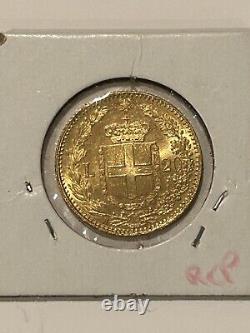 1882 R ITALY Umberto I 20 Lire Gold Coin. 1867 Troy Oz