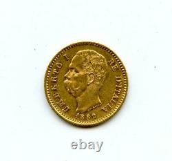 1882-R Italy 20 Lira Umberto I. 1867 ozt Gold Coin