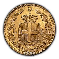 1882-R Italy 20 Lire Gold Coin 0.1867 AGW SKU-G2316