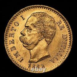 1882-R Italy 20 Lire Gold Coin 0.1867 AGW SKU-G2316