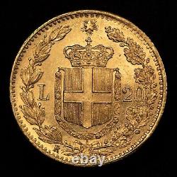 1882-R Italy 20 Lire Gold Coin 0.1867 AGW SKU-G2316