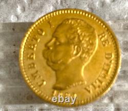 1882 R Italy 20 Lire Gold Coin. 1867 agw Umberto KM-21 Gold Coin