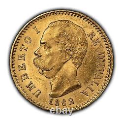 1882-R Italy 20 Lire Gold Coin Umberto I 0.1867 AGW SKU-G2487