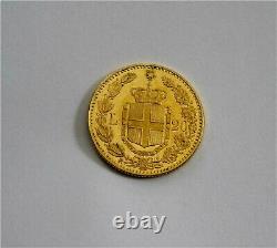 1882-R Italy UMBERTO I Kingdom Of Sardinia 20 Lire Gold Coin AU+ KM #21