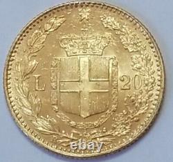1882r Italy 20 L Gold. 900 King Umberto I (. 1867 Agw) Ex Eye Appealbeauty