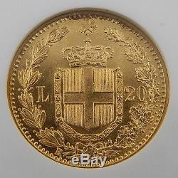 1891 R Italy 20 Lire Ngc Ms-64 Authentic Collectible Coin 1527381-002