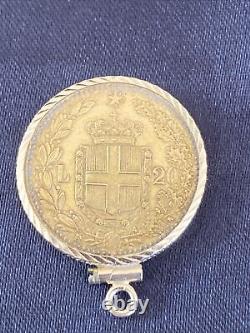 1893 Italy Umberto 20 Lire Gold Coin 14k Bezel