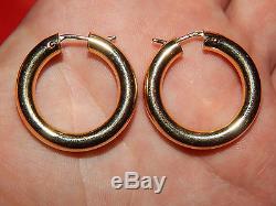 18K GOLD LARGE ROBERTO COIN 1 1/8th INCH WIDE/ 5MM THICK HOOP EARRINGS