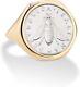 18K Gold Over Sterling Silver Genuine Italian 2-Lira Bee Coin Retro Ring Women