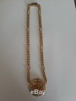 18K Gold Vintage 1959 Coin withDiamonds Necklace 46g! Mother's Day