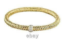 18K Gold Yellow Solid Roberto Coin PRIMAVERA Bangle Bracelet Diamond Stretch NEW