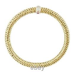 18K Gold Yellow Solid Roberto Coin PRIMAVERA Bangle Bracelet Diamond Stretch NEW