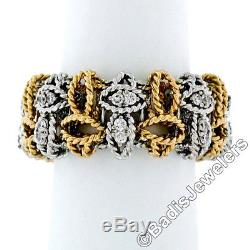 18K Rose Gold Roberto Coin Barocco Wide Flexible Twisted Wire Diamond Band Ring