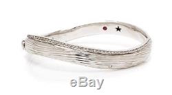 18k White Gold Elephant Skin Wave Design Diamond Bracelet By Roberto Coin Italy