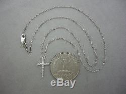 18k White Gold Roberto Coin Tiny Treasures Diamond Cross Pendant Necklace