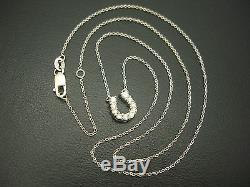 18k White Gold Roberto Coin Tiny Treasures Diamond Horseshoe Pendant Necklace
