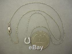 18k White Gold Roberto Coin Tiny Treasures Diamond Horseshoe Pendant Necklace