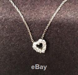 18K White Gold ROBERTO COIN Italy Tiny Treasures Diamond Heart Pendant Necklace