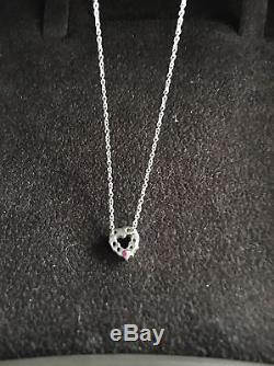 18K White Gold ROBERTO COIN Italy Tiny Treasures Diamond Heart Pendant Necklace