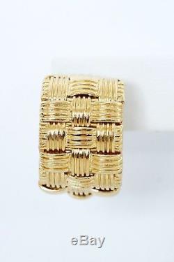 18K Yellow Gold Italy ROBERTO COIN Appassionata 3 Row Wide Cuff Huggie Earrings