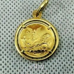 18K Yellow Gold Unoaerre Coin Pendant by Pietro Giampaoli Virgo Zodiac Sign