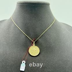 18k Gold Coin Medal of St Saint Benedict Medallion Pendant Religious 27mm 4.91g