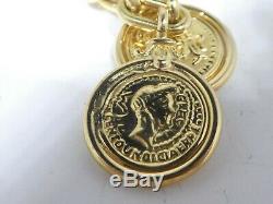 18k Gold Neoclassical Facsimile Roman Coin Charm Bracelet 20 Dwt