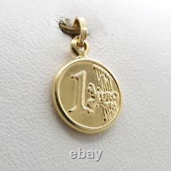 18k Gold One 1 Euro Coin Replica Charm Pendant Italy 750 New