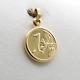 18k Gold One 1 Euro Coin Replica Charm Pendant Italy 750 New