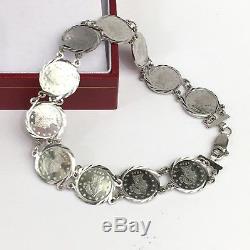 18k Solid White Gold Coin Lady Bracelet, 7.5 Inches. 11.97 GM