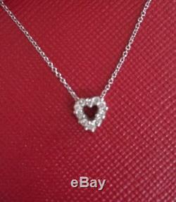 18k White Gold Roberto Coin Tiny Treasures Diamond Heart Necklace 2.23 Grams