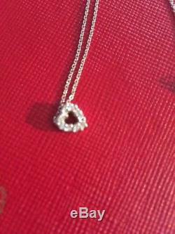 18k White Gold Roberto Coin Tiny Treasures Diamond Heart Necklace 2.23 Grams