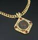 18k Yellow Gold Ancient Roman Coin Ruby Diamond Pendant Necklace 16 CO675