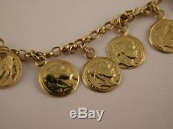 18k Yellow Gold Coin Charm Bracelet Milor Italy Gift Box 750 Italian