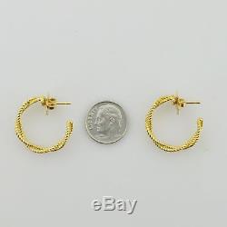 18k Yellow Gold Designer Roberto Coin Twisted Cable Hoop Earrings