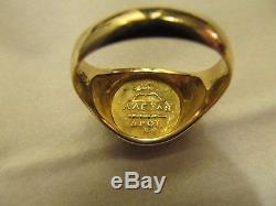 18k yellow gold Men's Ring with 22k gold Roman Alexander 3rd the great coin