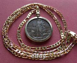 1912 Italy Superb About Uncirculated Coin Pendant 24 18KGT Gold Filled Chain