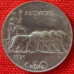 1921 Italy 50 Centesimi Smooth edge Vittorio Emanuele III AU KM#61.1