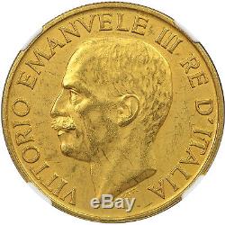 1923R Italy Gold 100 Lire, Fascist Anniversary, NGC MS61 Matte