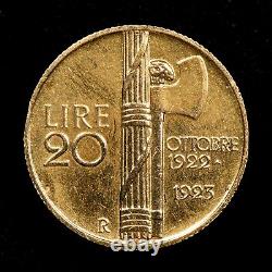 1923-R Italy 20 Lire Gold Coin 0.1867 AGW SKU-G3627