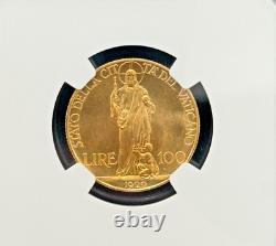1929 VIII VATICAN CITY 100 LIRE GOLD COIN NGC MS 66, High Grade Low Mintage Date