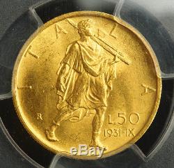 1931, Italy, Victor Emmanuel III. Beautiful Gold 20 Lire Coin. PCGS MS-63