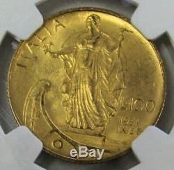 1931 R IX Gold Italy 100 Lire Ngc Mint State 62 Vittorio Emanuele III